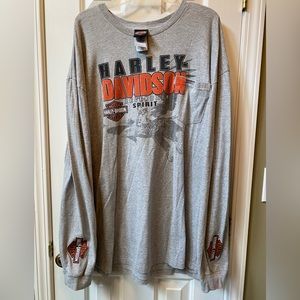 Harley-Davidson Gray and Orange Long Sleeve Tee